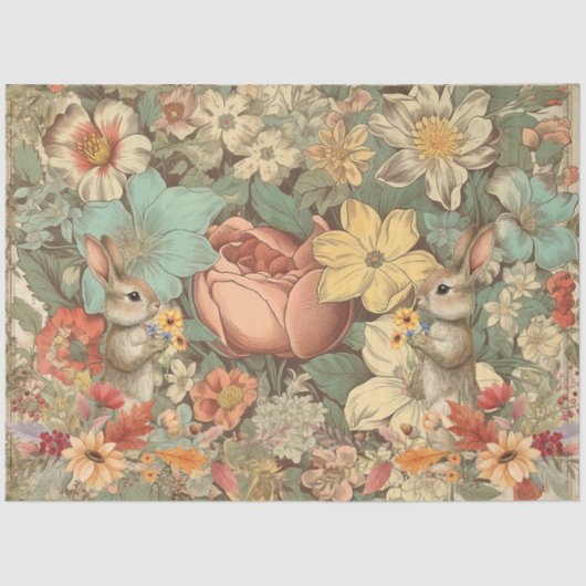 Kernbrennholz-Kaninchen-Collage Seidenpapier (Vorderseite)