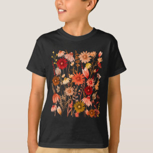 Kerndruckdruck Pressed Blume Blauer Herbst T-Shirt