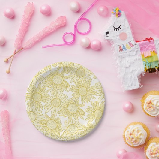 Kerne Gelbe Daisy-Blume Pappteller (Party)