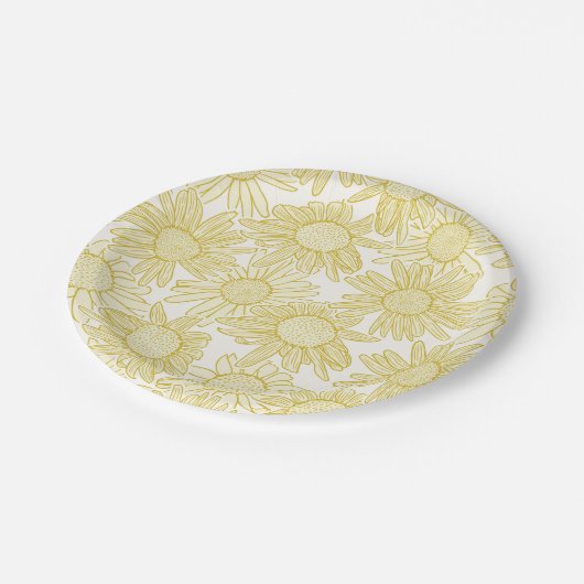 Kerne Gelbe Daisy-Blume Pappteller (Schrägansicht)