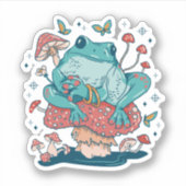 Kernfrosch auf Pilzhütte Aufkleber (Vorderseite)