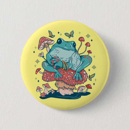 Kernfrosch auf Pilzhütte Button (Vorderseite)