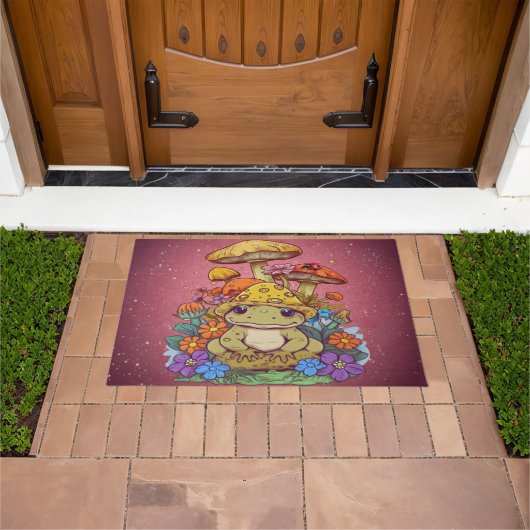 Kernfrosch-Blume-Pilze Fußmatte (Außenbereich)