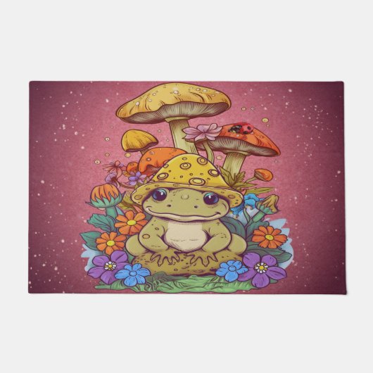 Kernfrosch-Blume-Pilze Fußmatte (Vorderseite)