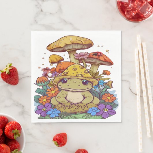 Kernfrosch-Blume-Pilze Serviette (Beispiel)