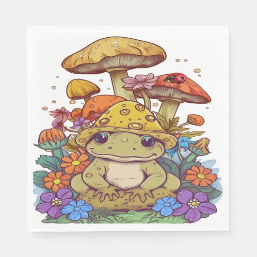 Kernfrosch-Blume-Pilze Serviette (Vorderseite)