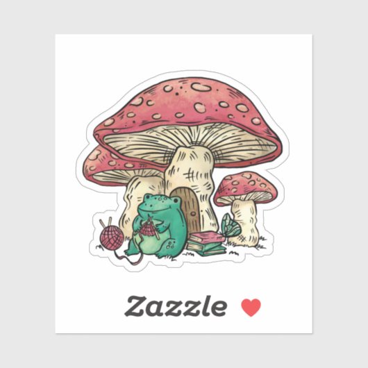 Kernfrosch mit Champignon Aufkleber (Blatt)