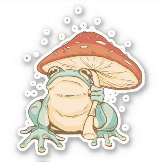Kernfrosch mit Pilz Aufkleber (Vorderseite)