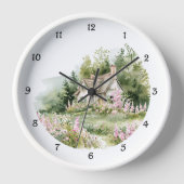 Kerngehäuse Hütte Watercolor Wall Clock Uhr (Vorderseite)