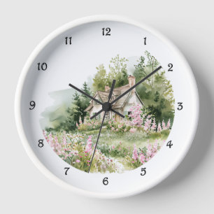 Kerngehäuse Hütte Watercolor Wall Clock Uhr