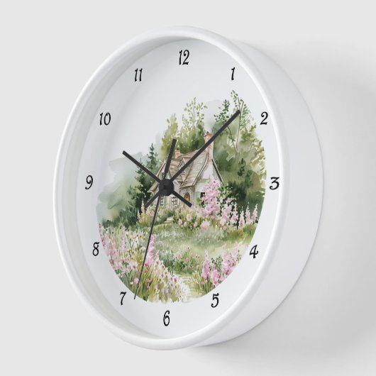 Kerngehäuse Hütte Watercolor Wall Clock Uhr (Winkel)