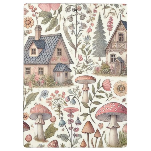 Kerngehäuse Pilz- und Blumenmuster Klemmbrett (Rückseite)