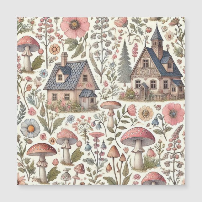 Kerngehäuse Pilz- und Blumenmuster Magnetkarte (Vorderseite)