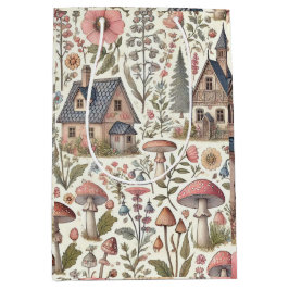 Kerngehäuse Pilz- und Blumenmuster Mittlere Geschenktüte