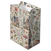 Kerngehäuse Pilz- und Blumenmuster Mittlere Geschenktüte (Rückseite Schrägansicht)