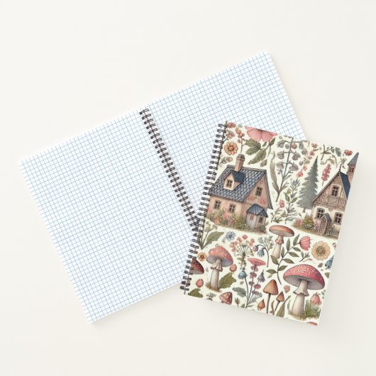 Kerngehäuse Pilz- und Blumenmuster Notizblock (Innenseite)