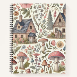 Kerngehäuse Pilz- und Blumenmuster Notizblock