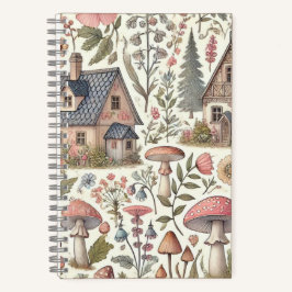 Kerngehäuse Pilz- und Blumenmuster Notizblock