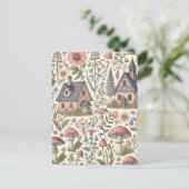 Kerngehäuse Pilz- und Blumenmuster Postkarte (Stehend Vorderseite)