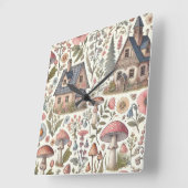 Kerngehäuse Pilz- und Blumenmuster Quadratische Wanduhr (Winkel)