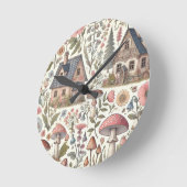 Kerngehäuse Pilz- und Blumenmuster Runde Wanduhr (Winkel)
