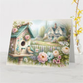 Kerngeschäft Vogelhaus mit Blumengarten Karte (Gelbe Blume)