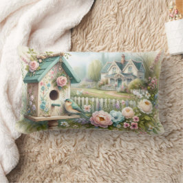 Kerngeschäft Vogelhaus mit Blumengarten Lendenkissen
