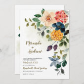 Kernhochzeit | Rustikaler Blumengarten Einladung (Vorne/Hinten)