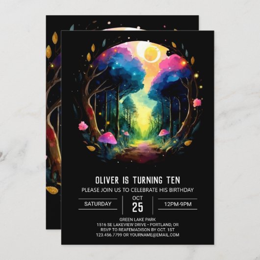 Kernholzmagie Geburtstag Einladung (Vorne/Hinten)