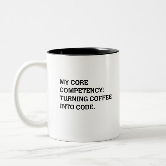 Kernkompetenz: Kaffee in Code verwandeln Zweifarbige Tasse (Links)