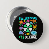 Kernkraft Ja Bitte Saubere Energie Blumen Button (Vorne & Hinten)