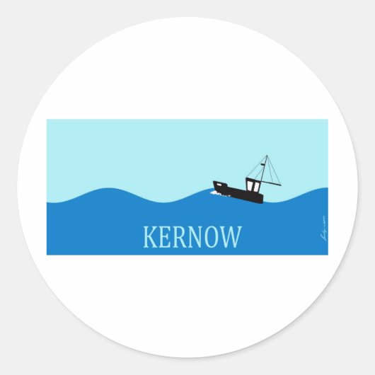Kernow-Fischerboot Runder Aufkleber (Vorderseite)