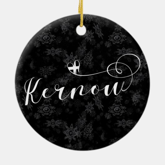 Kernow Flag in Herz, Kornisch, Cornwall Keramik Ornament (Hinten)