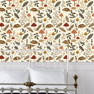 Kernpilze und Blätter Tapete