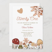 Kernpilze und Wildblumen Geburtstag Einladung (Vorne/Hinten)