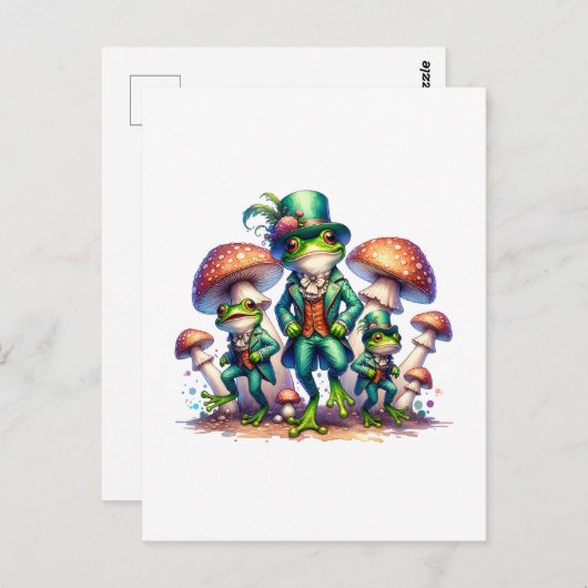 Kernpolster Extravagant tanzende Grünfrosche Postkarte (Vorne/Hinten)
