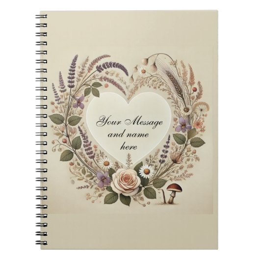 Kernpunkt "Blumenherz & Wilde Pilze" Notebo Notizblock (Vorderseite)