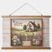 Kernpunkt "Liebe wächst hier" Wandteppich Mit Holzrahmen (Vorne)