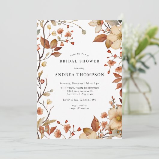 Kernpunkt | WILDBLUME BRAUTPARTY Einladung (Stehend Vorderseite)