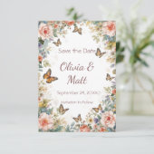 Kernstück Wildblume Butterfly Save the Date (Stehend Vorderseite)