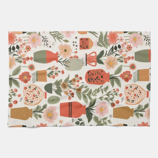 Kernvase und Blume Geschirrtuch (Horizontal)