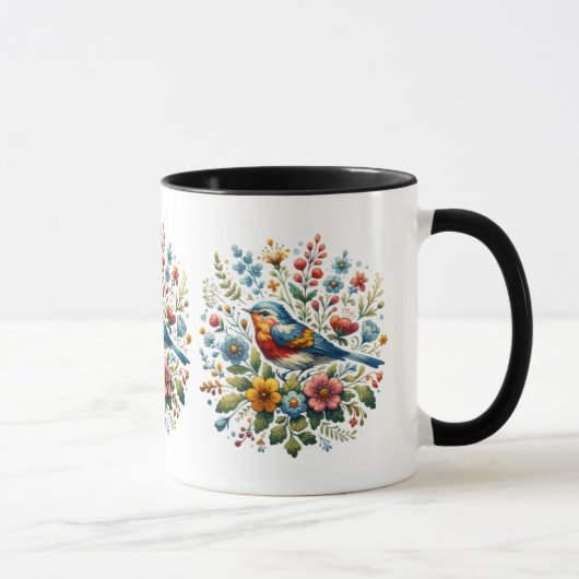 Kernvögel und Blume Tasse (Rechts)