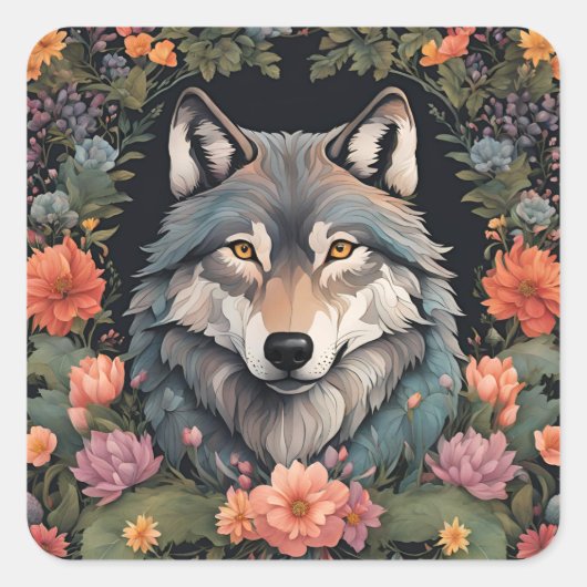 KernWolf Quadratischer Aufkleber (Vorderseite)