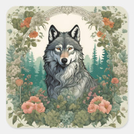 KernWolf Quadratischer Aufkleber