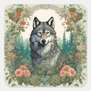 KernWolf Quadratischer Aufkleber