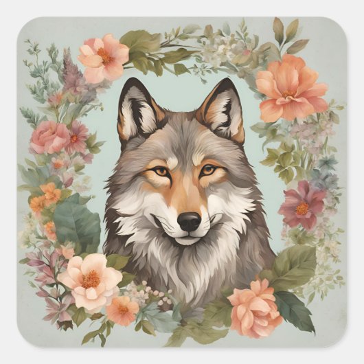 KernWolf Quadratischer Aufkleber (Vorderseite)