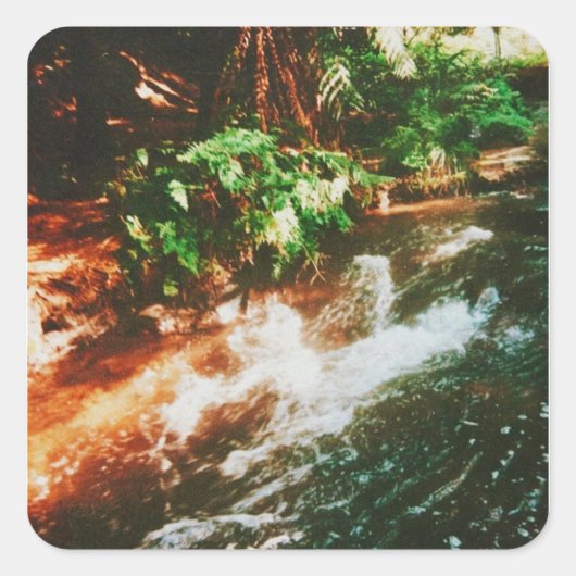 Kerosin Creek, Rotorua, Neuseeland Quadratischer Aufkleber (Vorderseite)