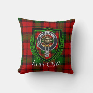 Kerr schottisches Clan-Tartan und Wappen Kissen