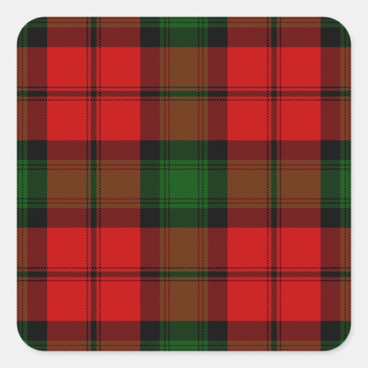 Kerr tartan rot kariert quadratischer aufkleber (Vorderseite)