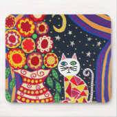 Kerri Ambrosino Kunst Mousepad Katzen-Mond-Blumen (Vorne)